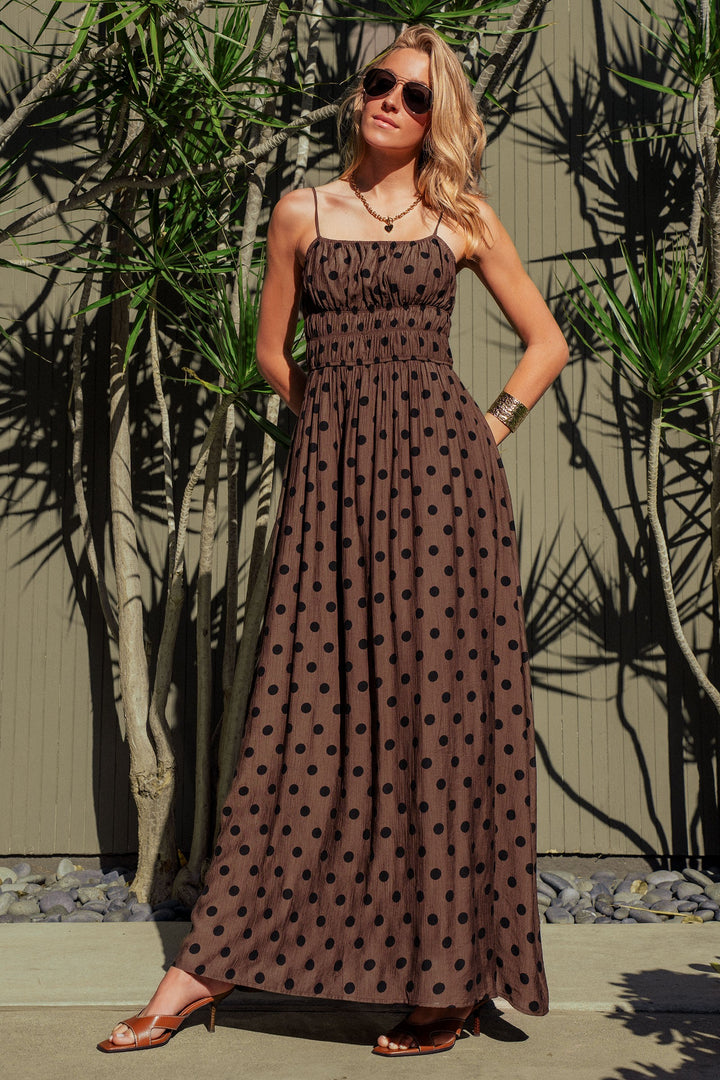 muse polka dot maxi dress - brown black