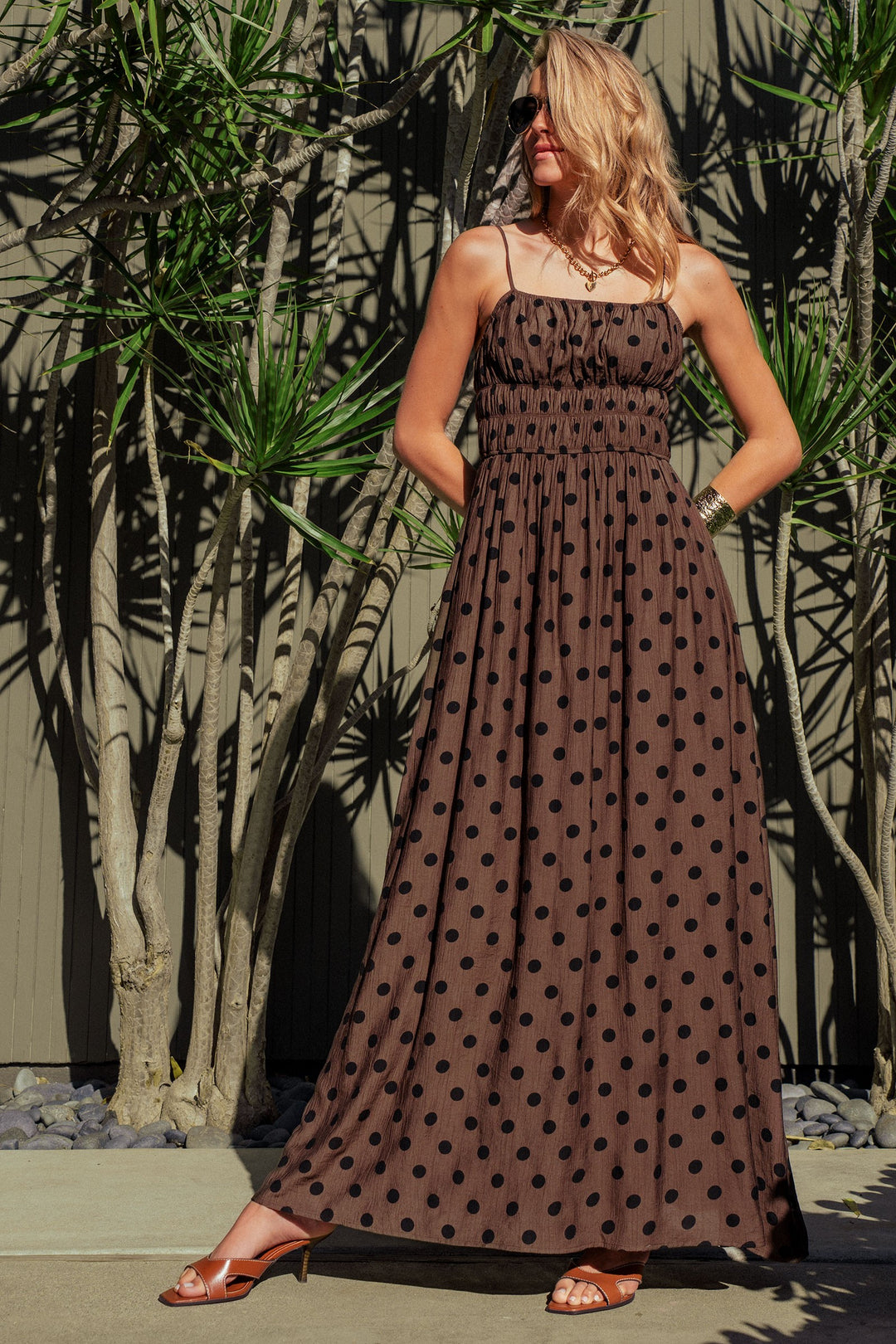 muse polka dot maxi dress - brown black (additional view)