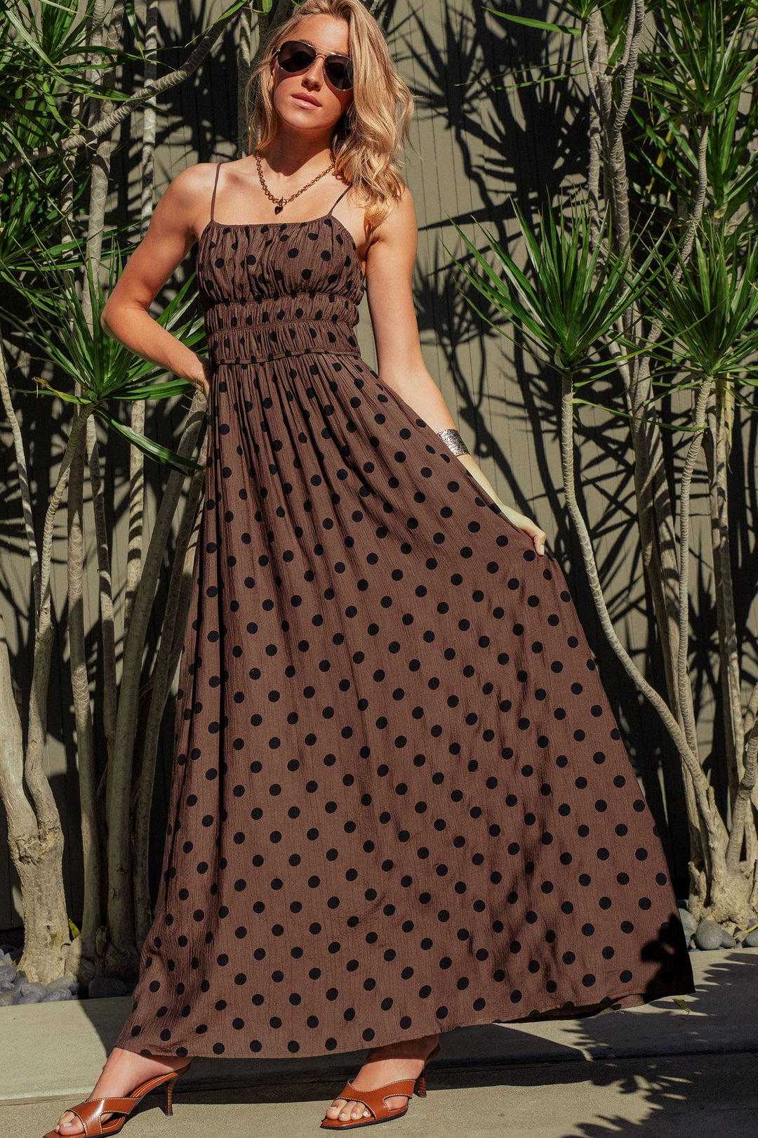 muse polka dot maxi dress - brown black (additional view)