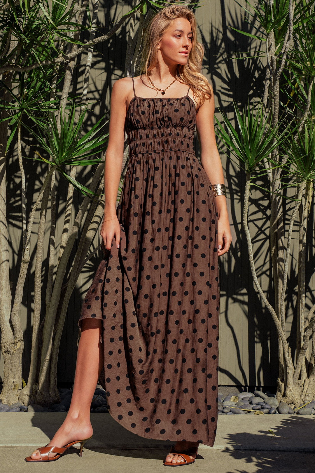 muse polka dot maxi dress - brown black (additional view)