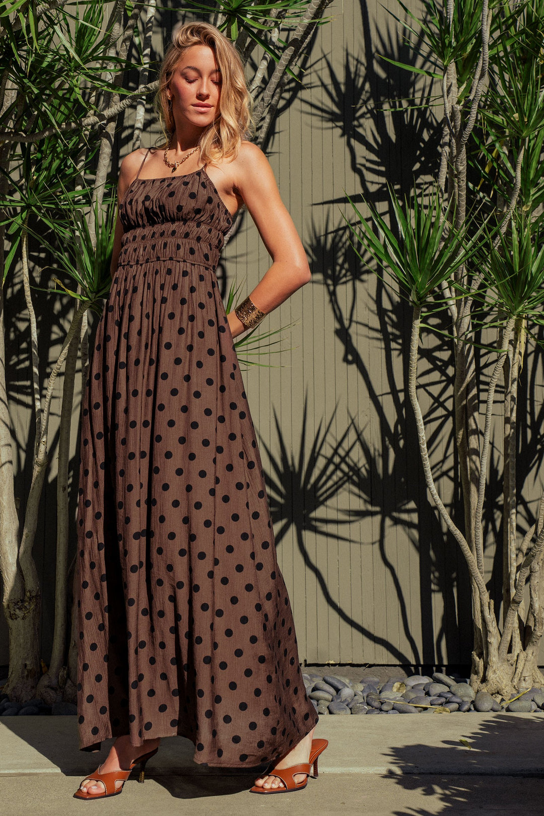 muse polka dot maxi dress - brown black (additional view)