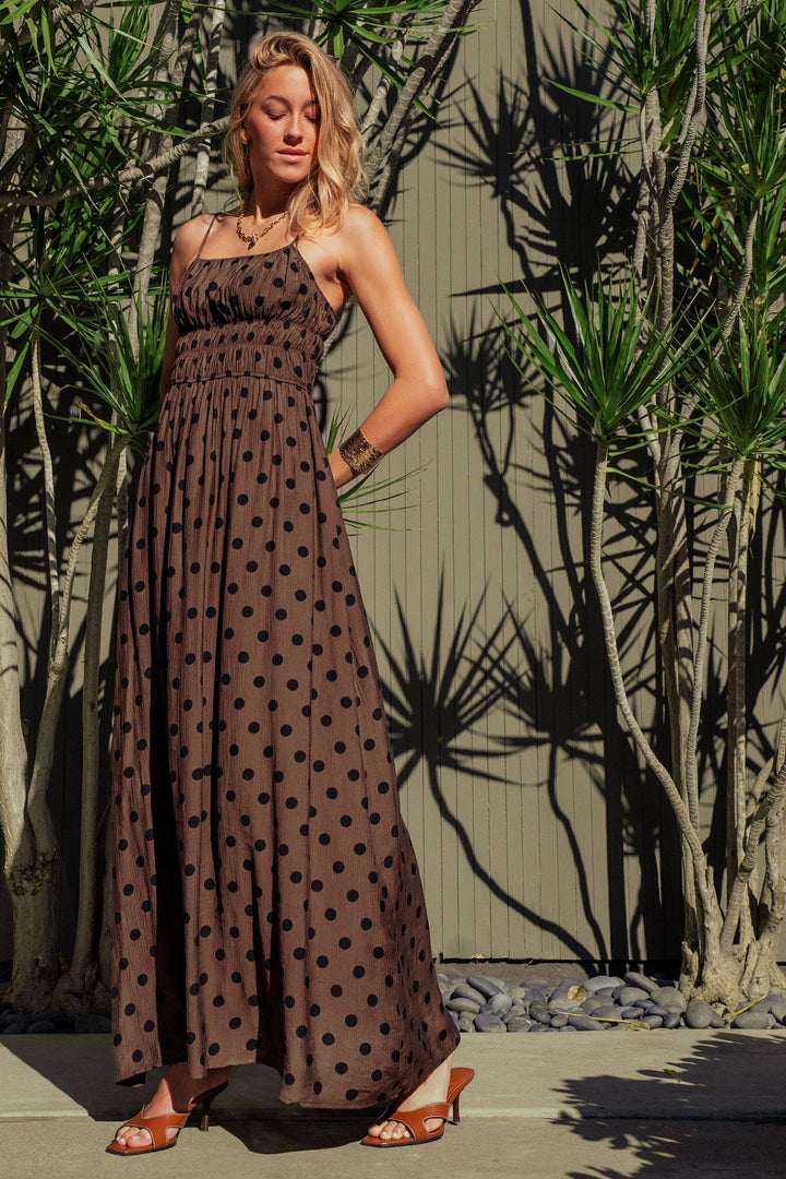 muse polka dot maxi dress - brown black (additional view)