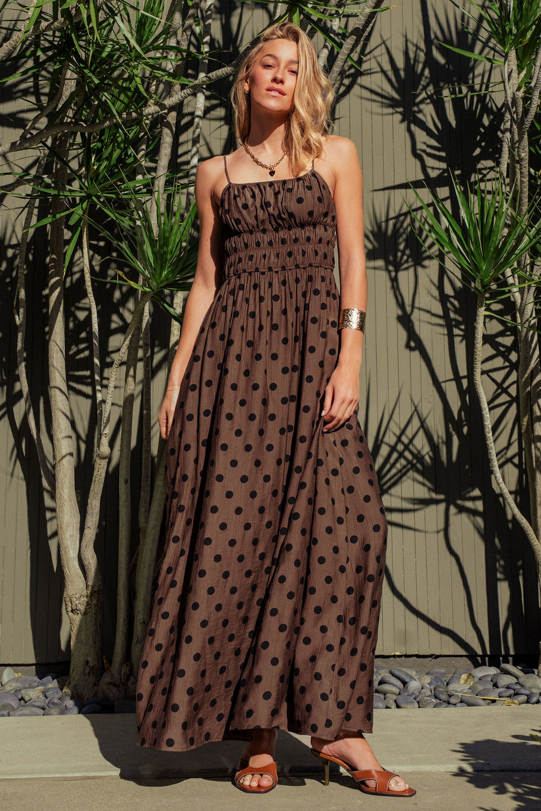 muse polka dot maxi dress - brown black (additional view)
