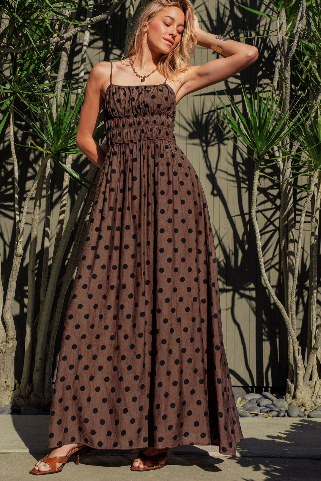 muse polka dot maxi dress - brown black (additional view)