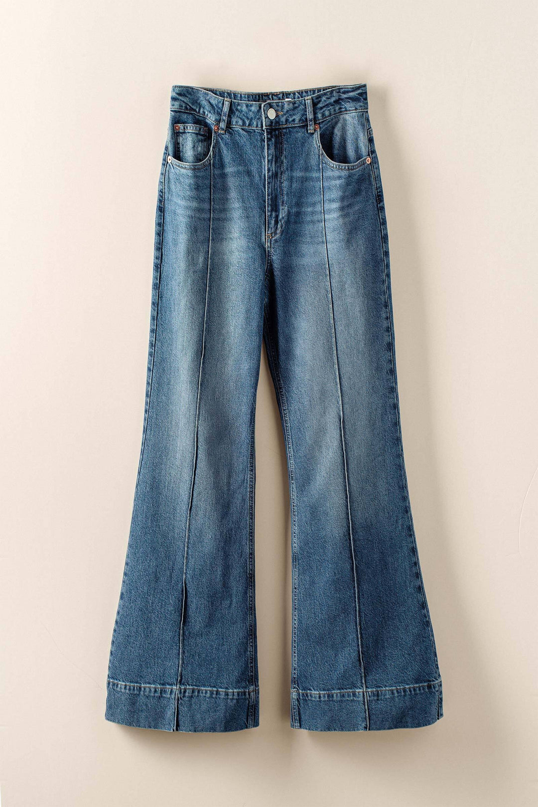 wide leg flared jeans - denim