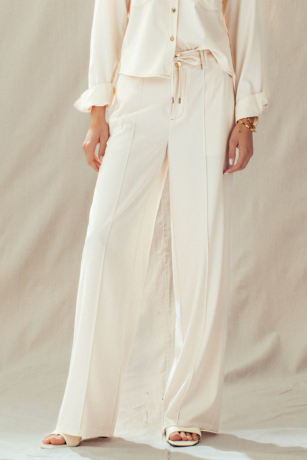 front pintuck wide leg trousers - ivory (additional view)