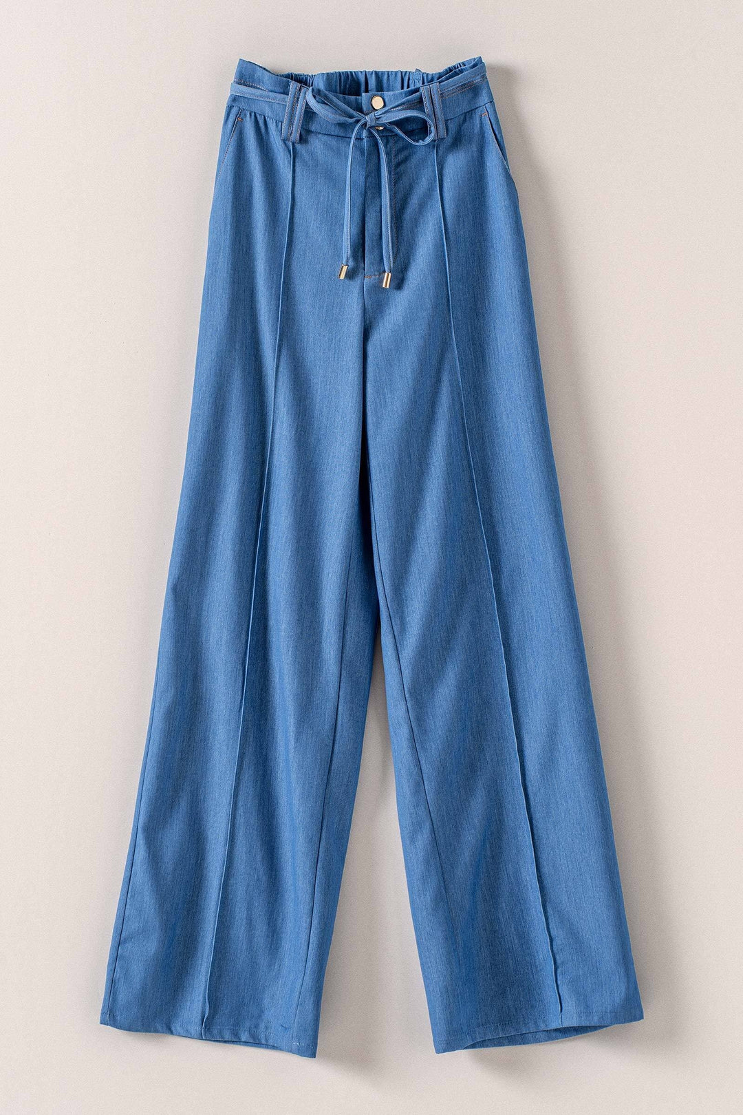 front pintuck wide leg trousers - indigo