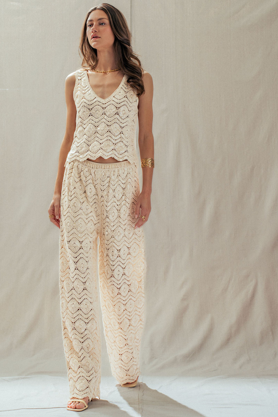 sunset sparkle crochet tank - natural (additional view)