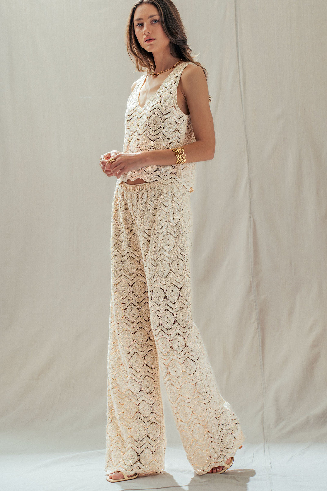 sunset sparkle crochet tank - natural (additional view)