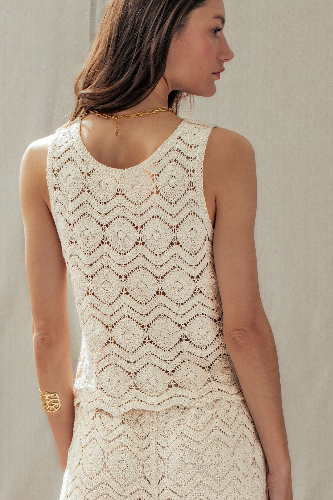 sunset sparkle crochet tank - natural (additional view)