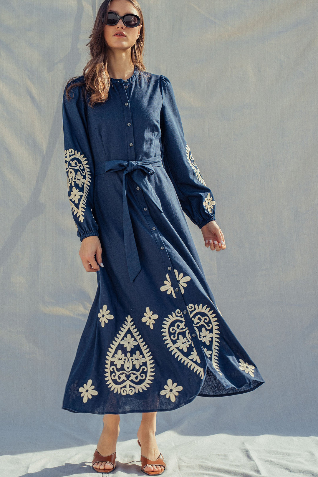 embroidered maxi dress - navy (additional view)
