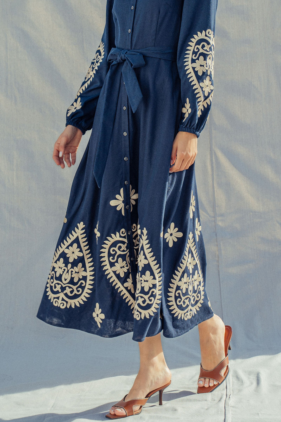 embroidered maxi dress - navy (additional view)