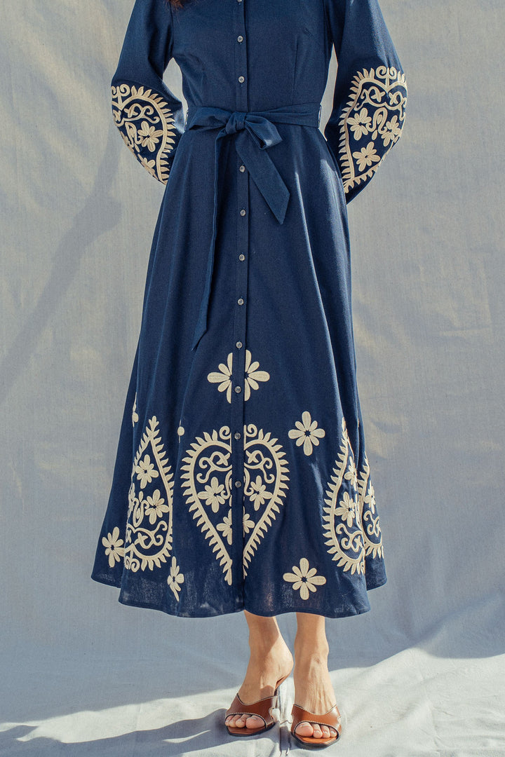 embroidered maxi dress - navy (additional view)