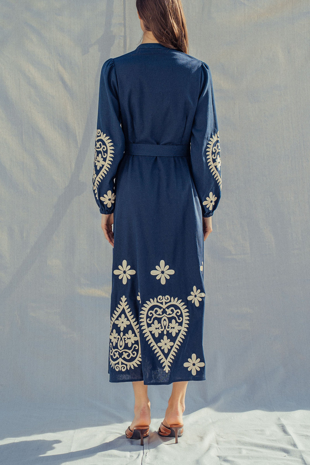 embroidered maxi dress - navy (additional view)