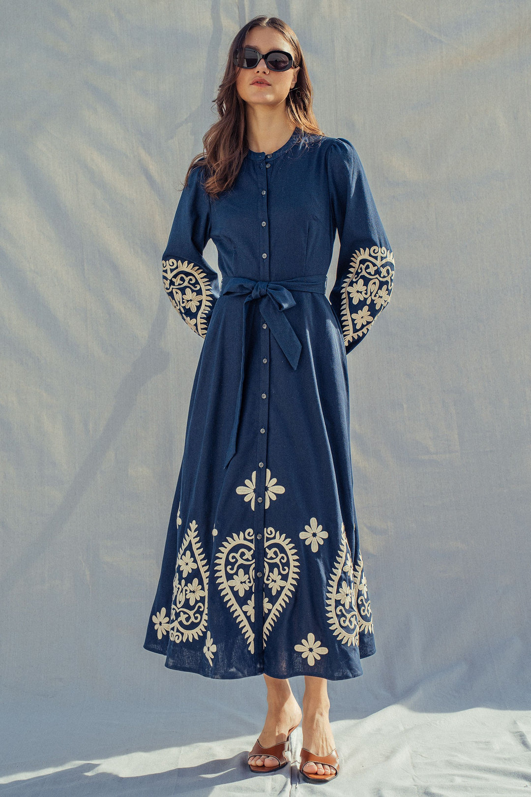 embroidered maxi dress - navy (additional view)