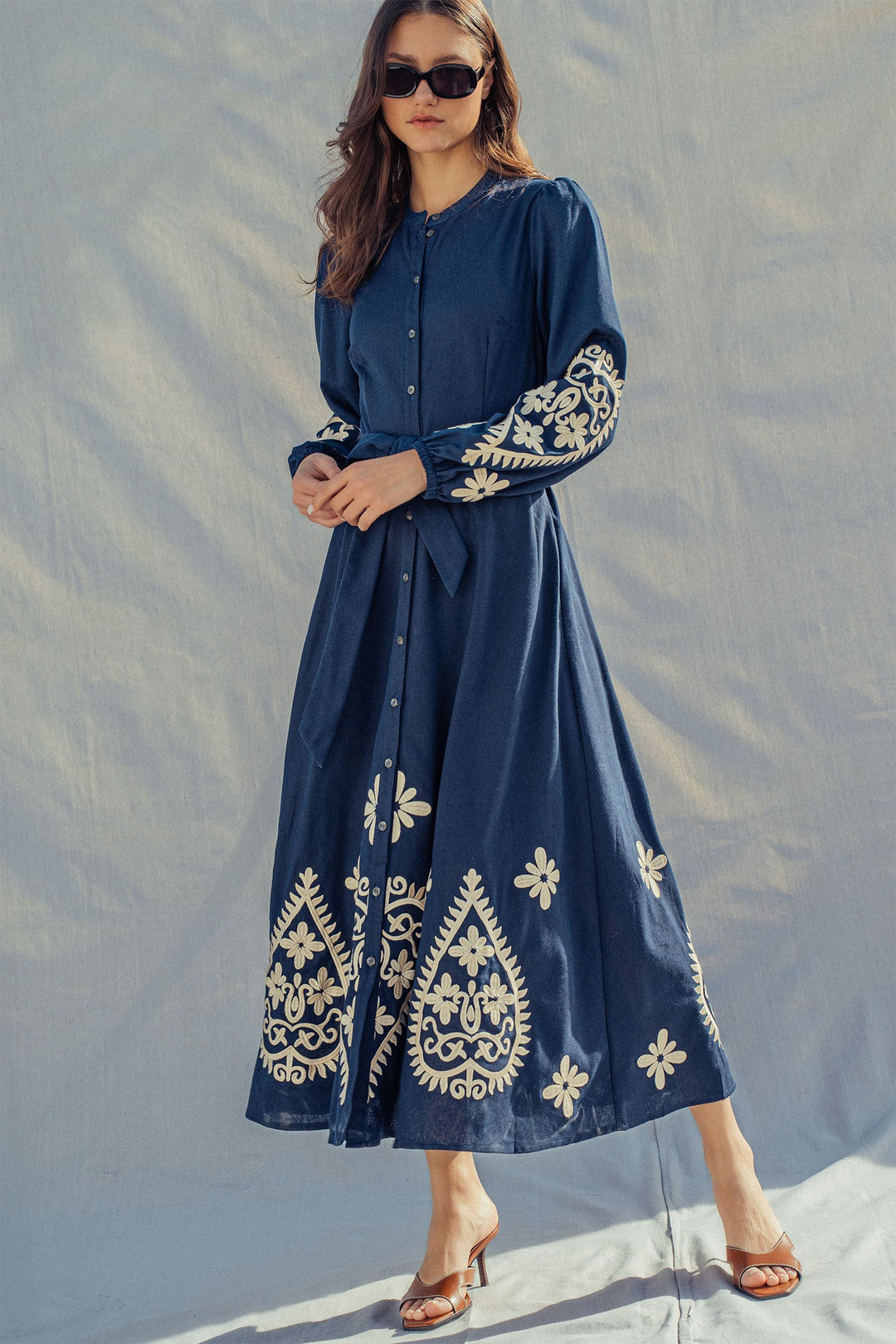 embroidered maxi dress - navy (additional view)