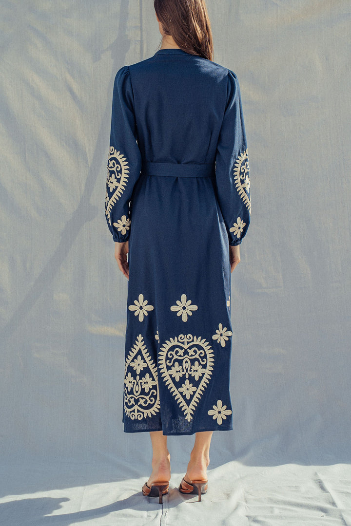 embroidered maxi dress - navy (additional view)