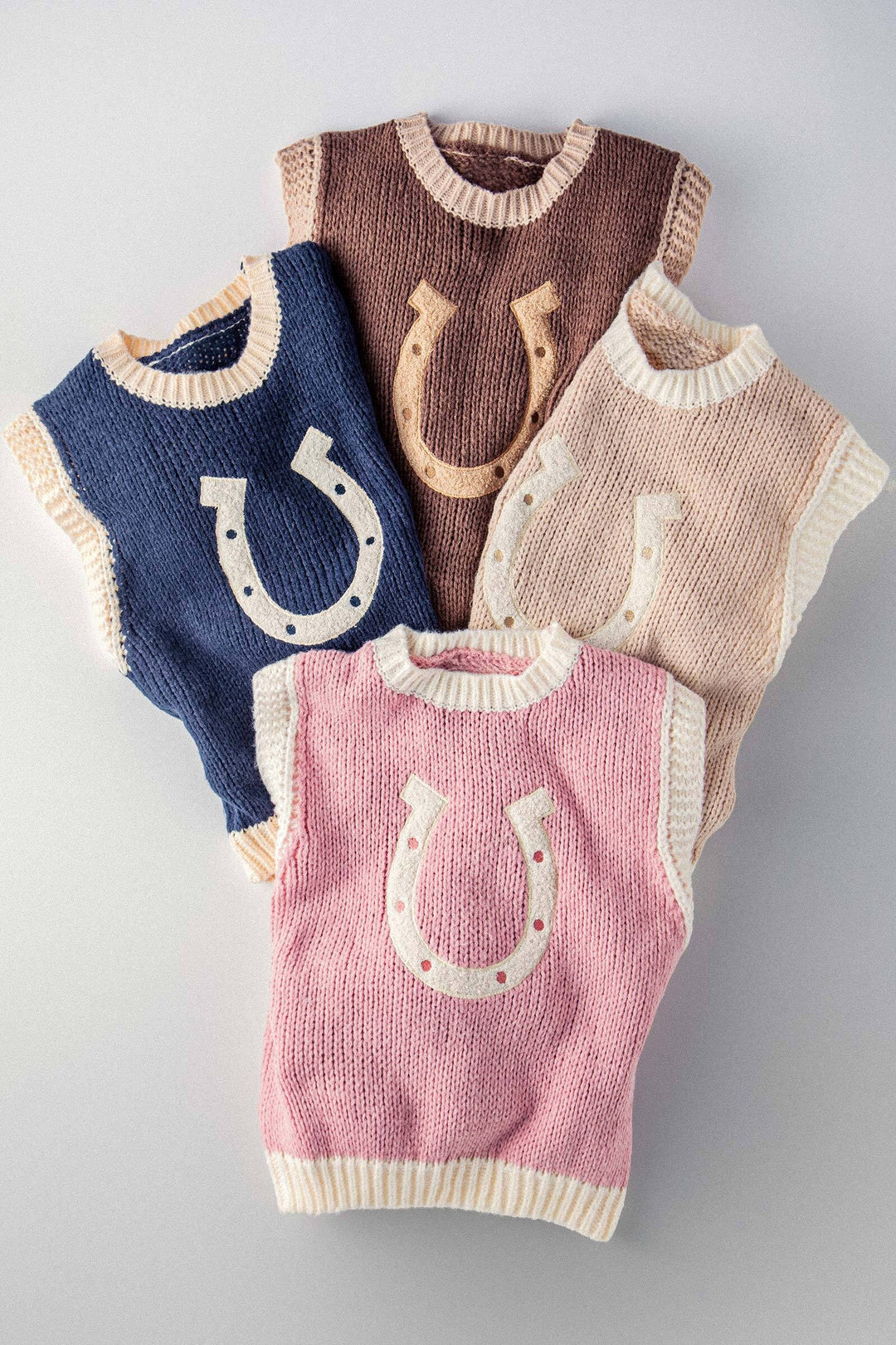 1 western horseshoe knit sweater vest - default