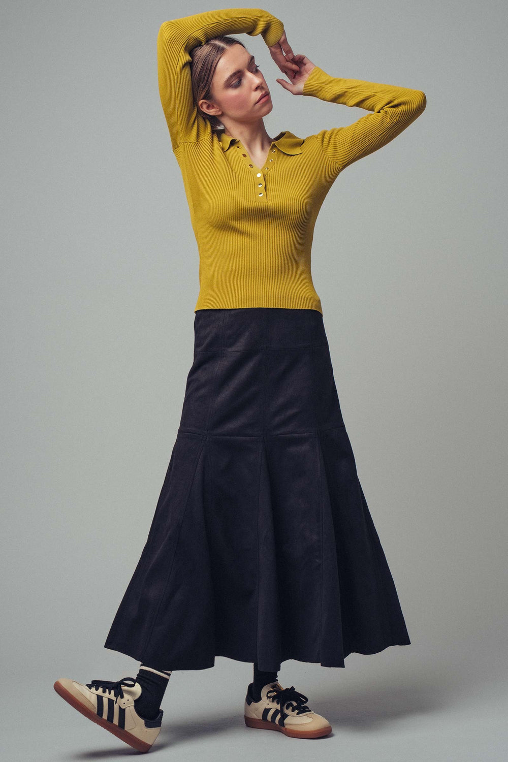 snap collar top - kiwi olive (additional view)