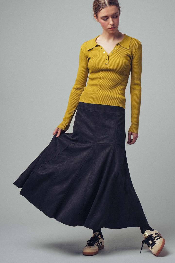snap collar top - kiwi olive (additional view)