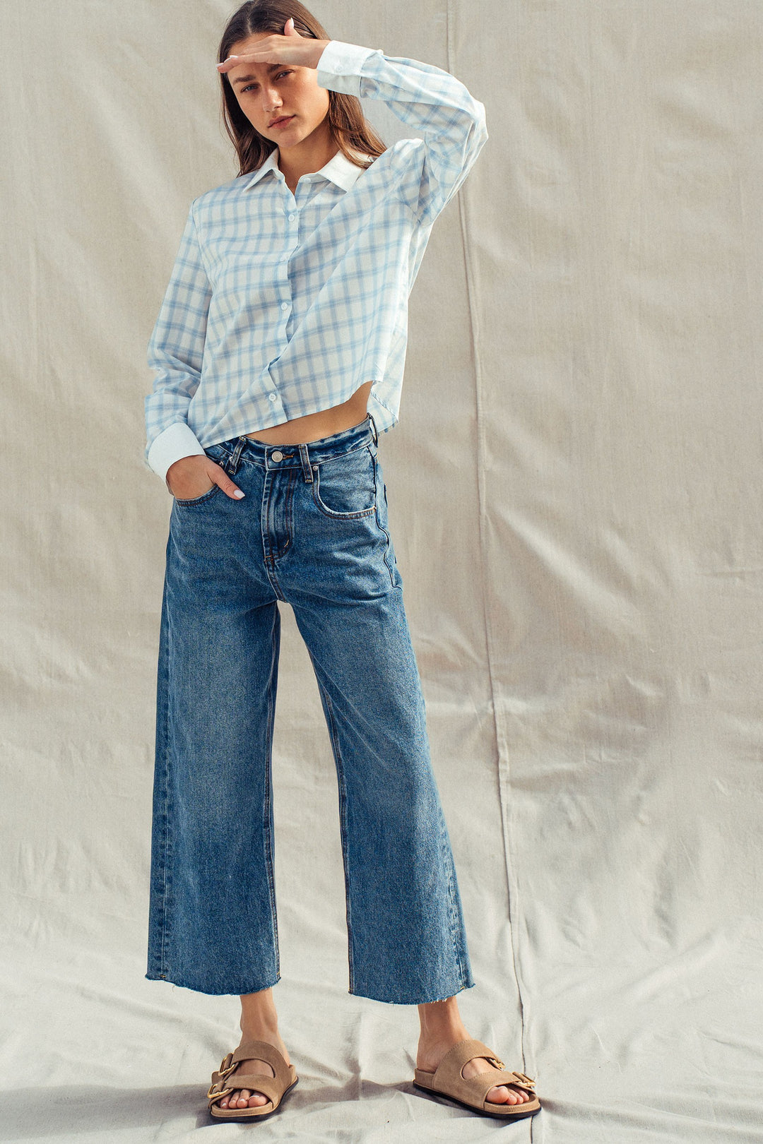 wide leg high waist denim jeans - denim (additional view)