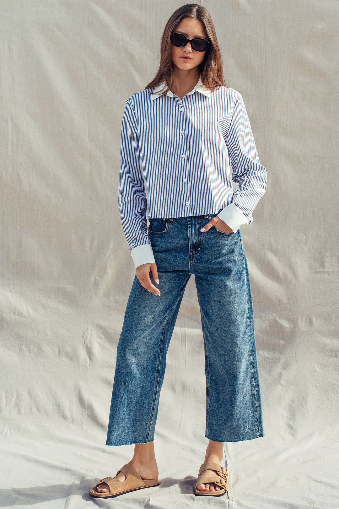 wide leg high waist denim jeans - denim (additional view)