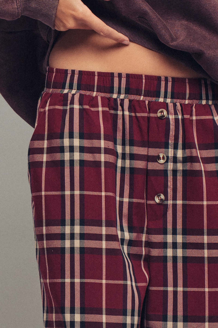 plaid wide leg pants - burgundy (additional view)