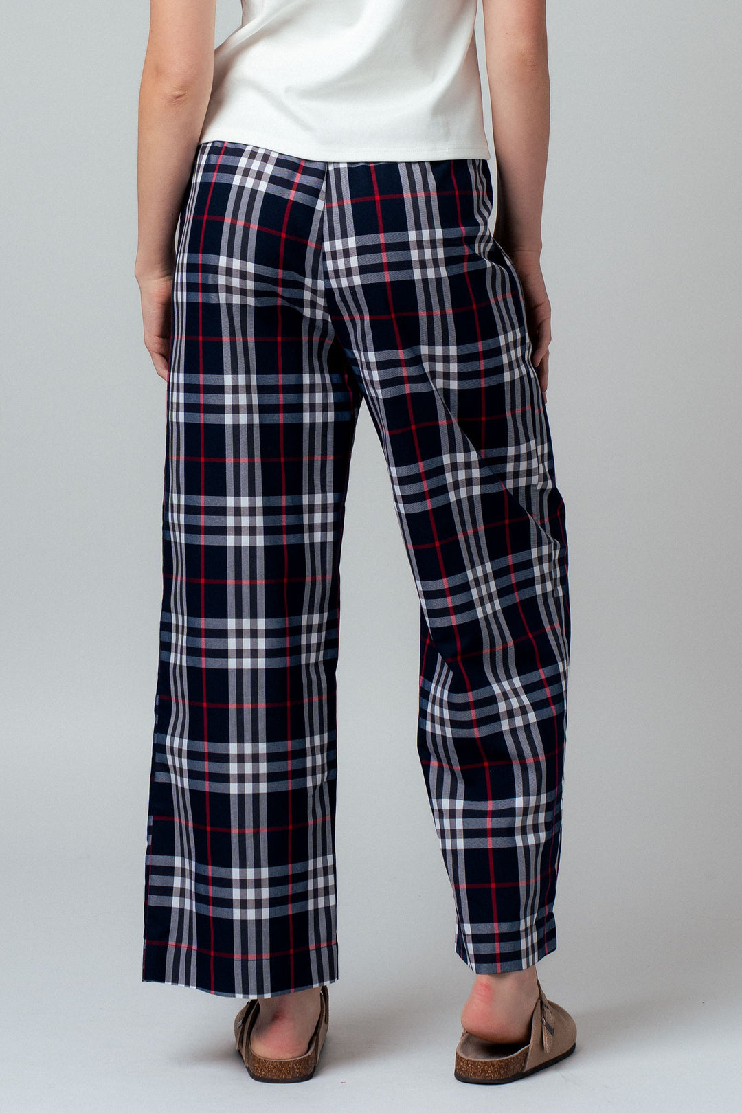plaid wide leg pants - navy (additional view)