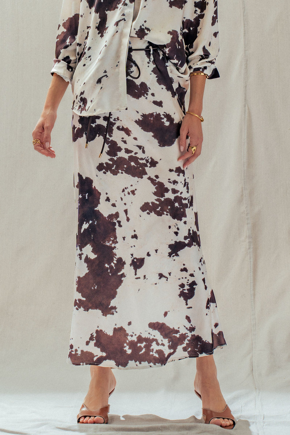 midnight rodeo satin midi skirt - animal print (additional view)