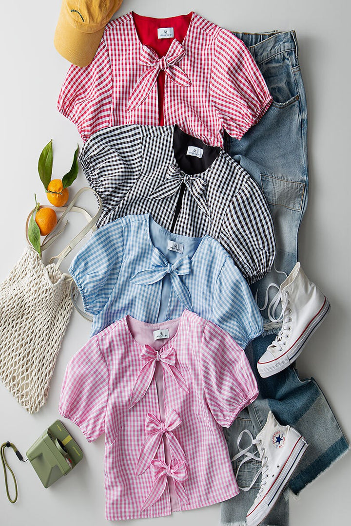 cottage charm gingham crop top - default
