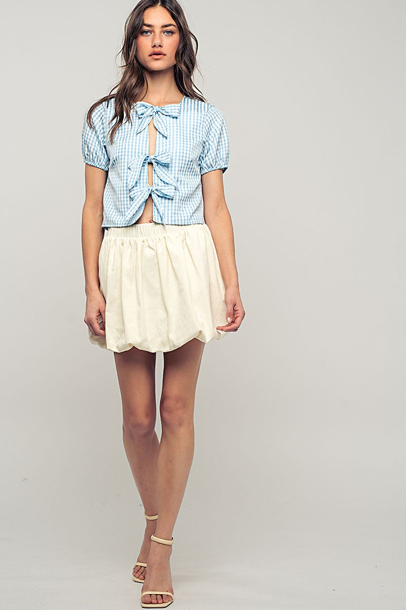 cottage charm gingham crop top - blue (additional view)