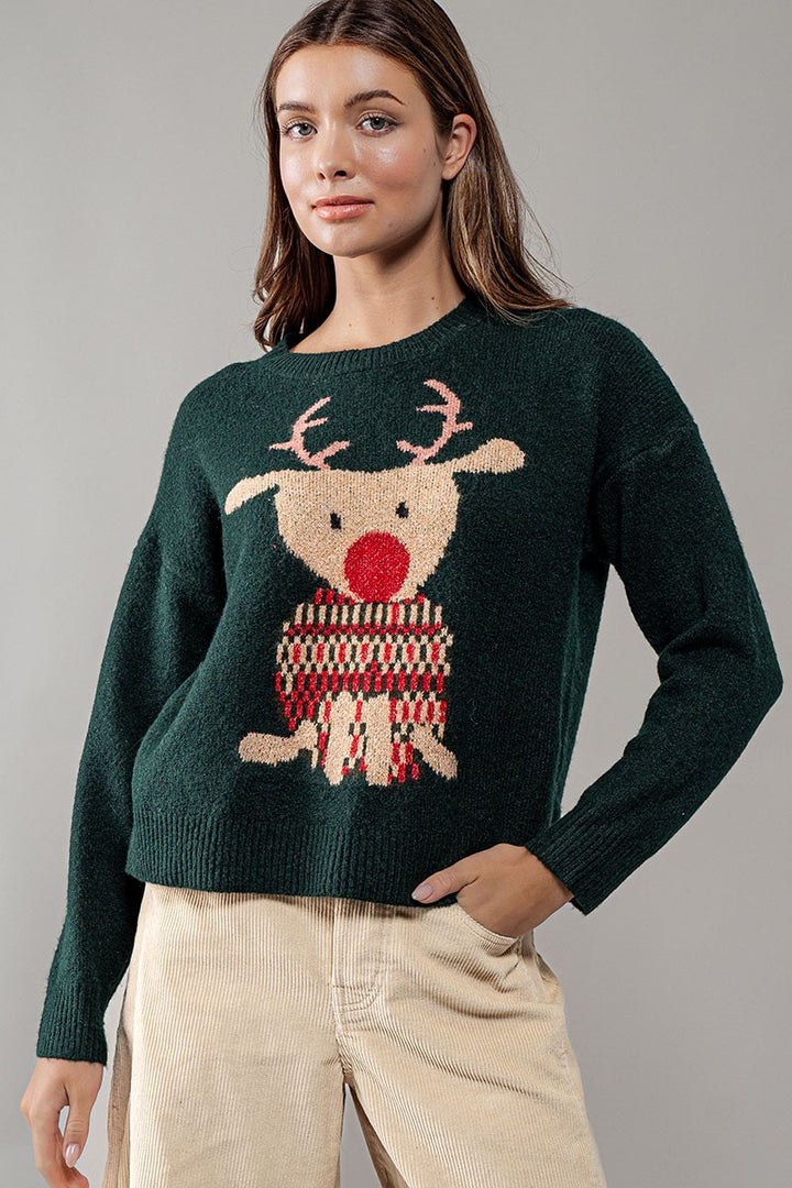 rudolph crewneck knit sweater - h green (additional view)