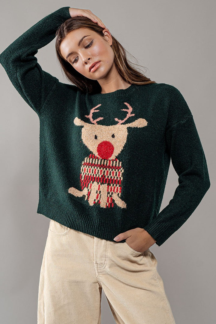 rudolph crewneck knit sweater - h green (additional view)