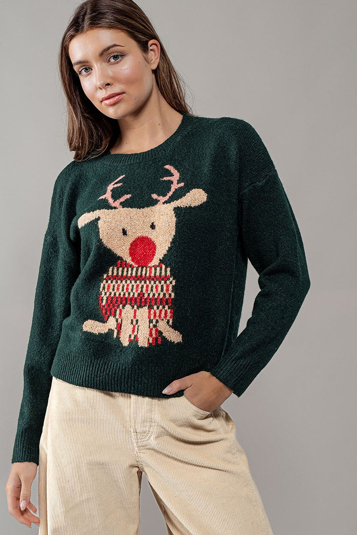 rudolph crewneck knit sweater - h green (additional view)