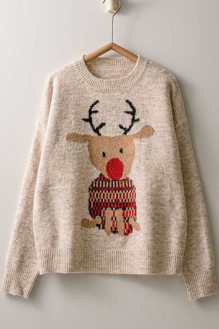 rudolph crewneck knit sweater - taupe
