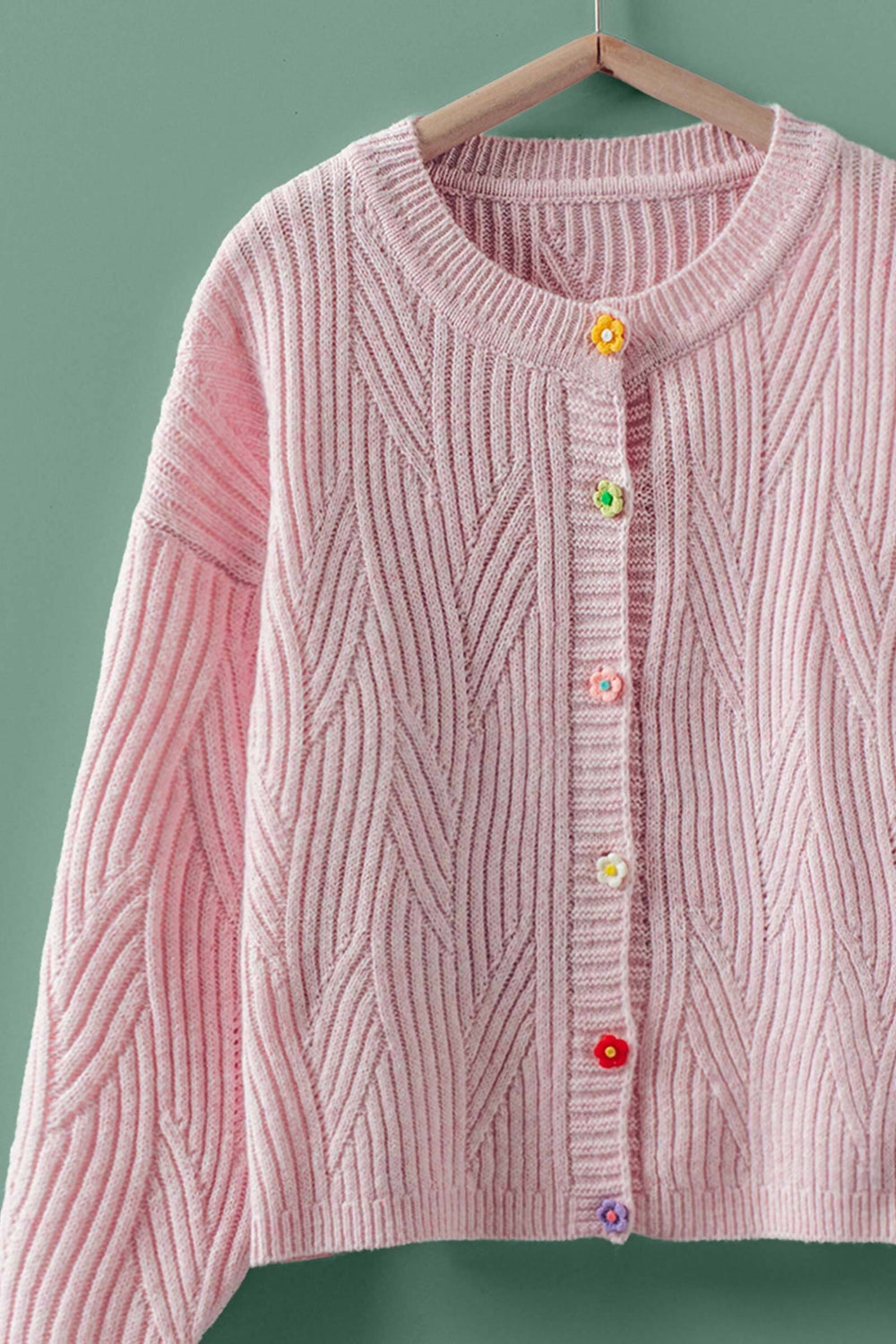 color button knit cardigan - pink (additional view)