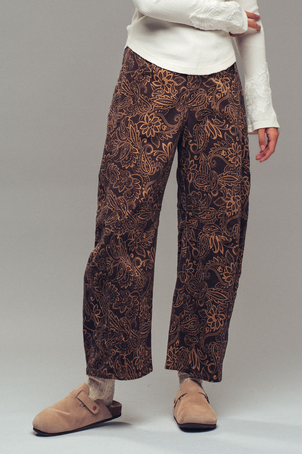 cotton wide leg pants - brown (additional view)