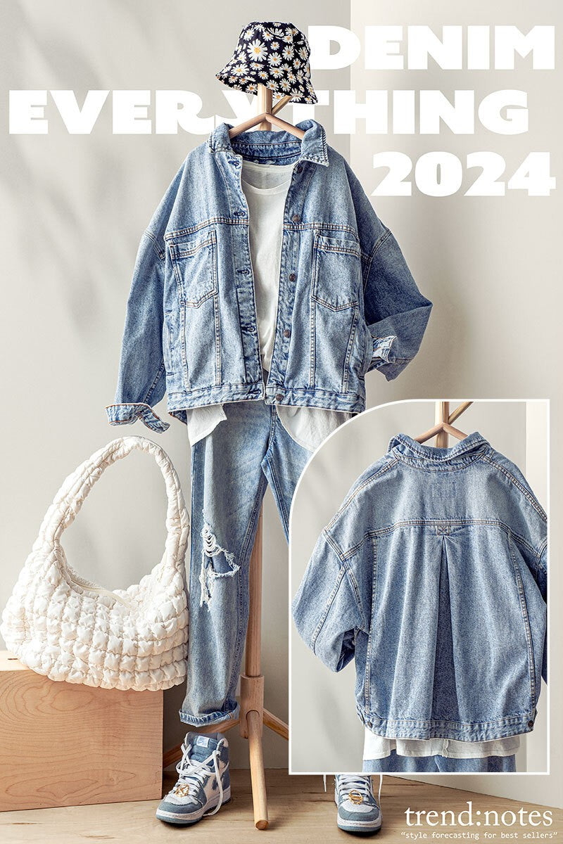 vintage wash oversized denim jacket - denim (additional view)