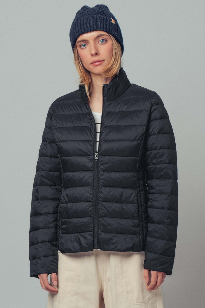 lightweight quilted puffer jacket - black