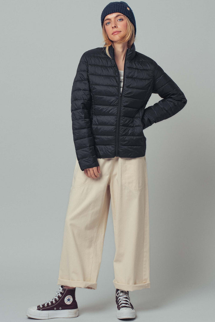 lightweight quilted puffer jacket - black (additional view)