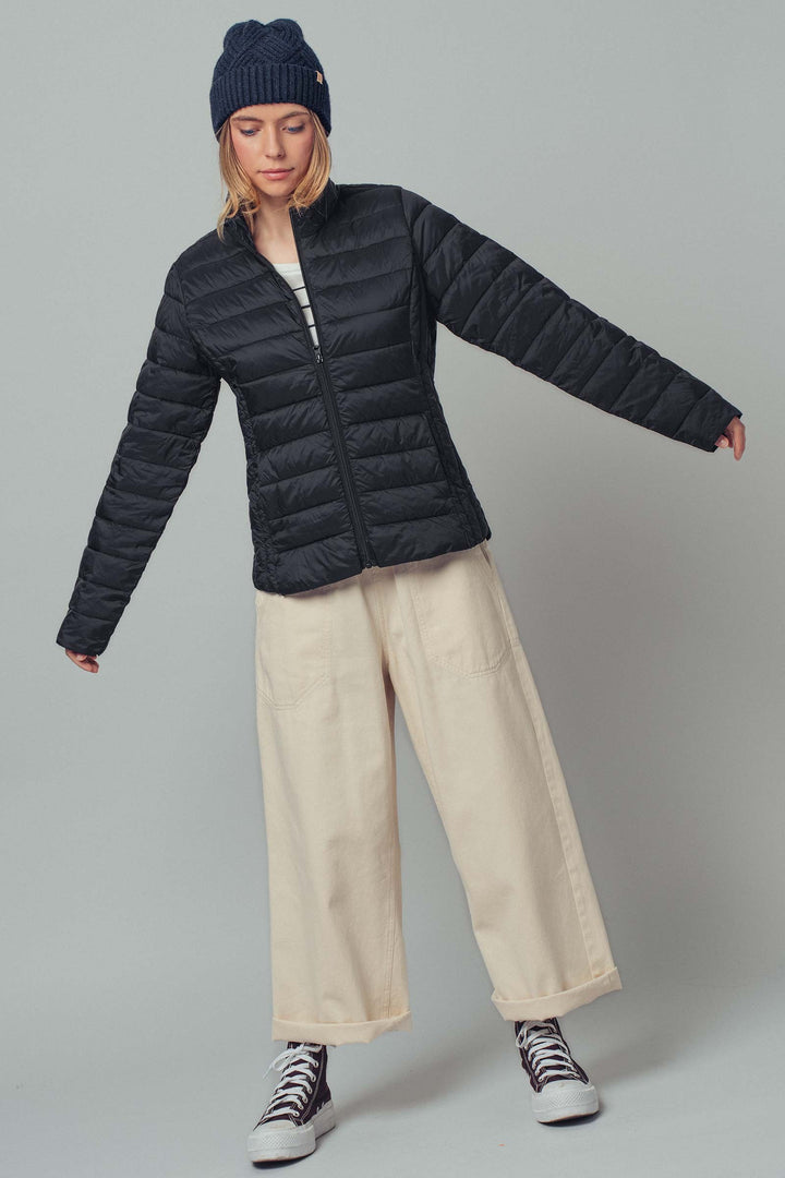 lightweight quilted puffer jacket - black (additional view)