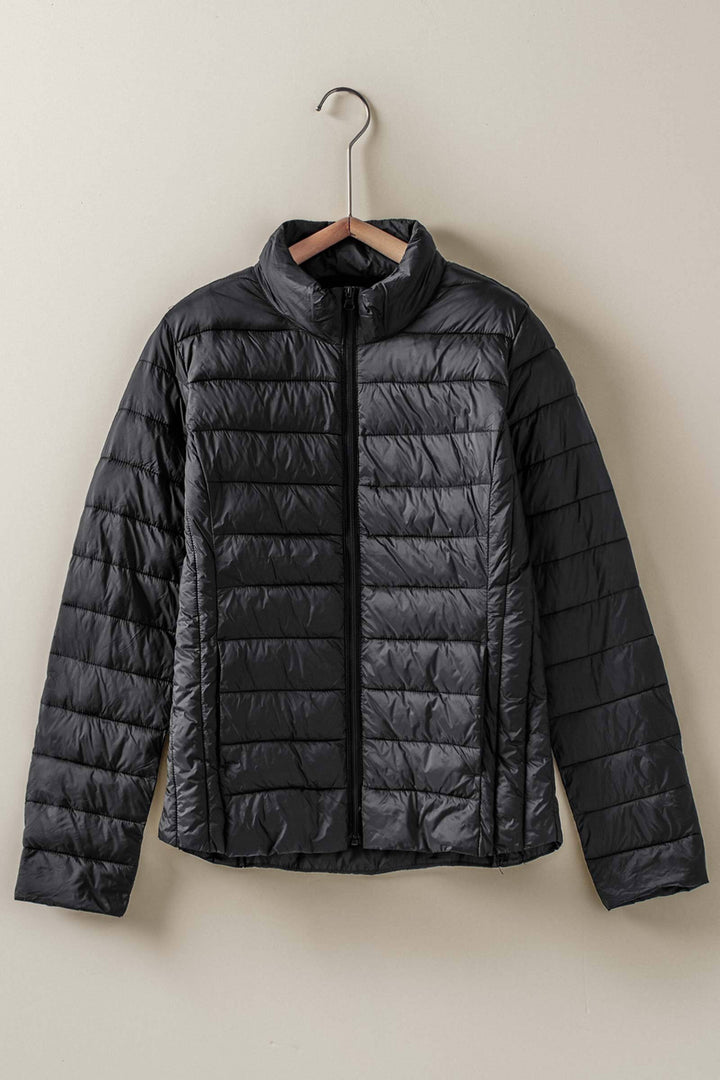lightweight quilted puffer jacket - black (additional view)