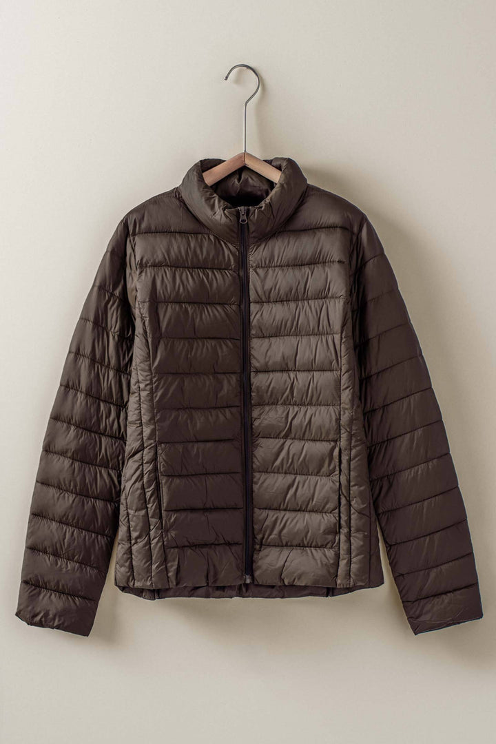 lightweight quilted puffer jacket - espresso