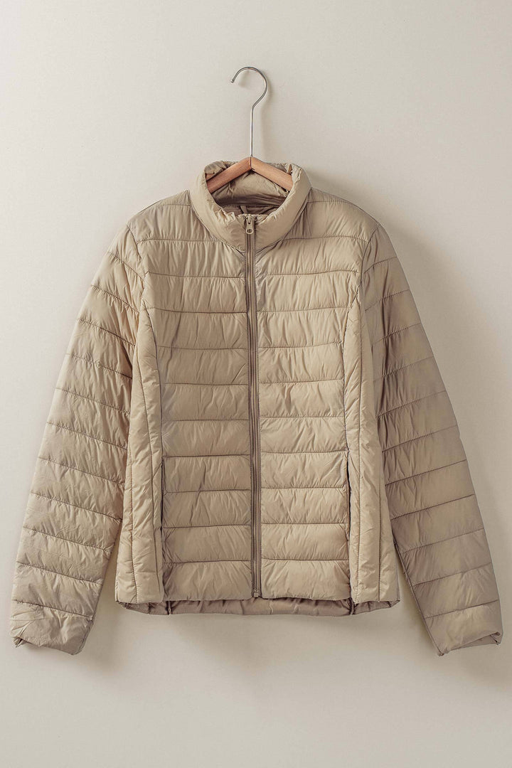 lightweight quilted puffer jacket - khaki