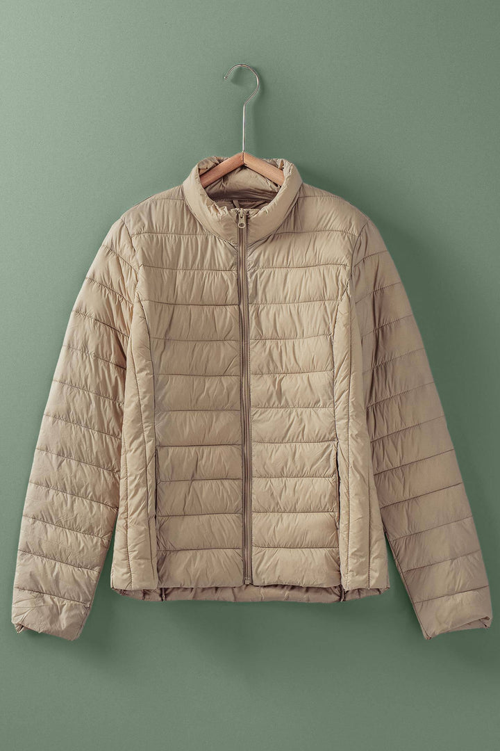 lightweight quilted puffer jacket - khaki (additional view)