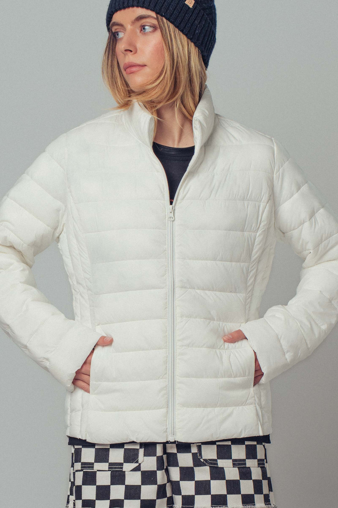 lightweight quilted puffer jacket - white