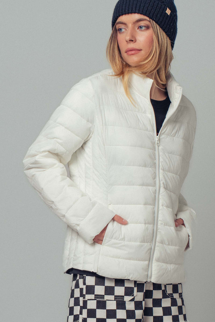 lightweight quilted puffer jacket - white (additional view)