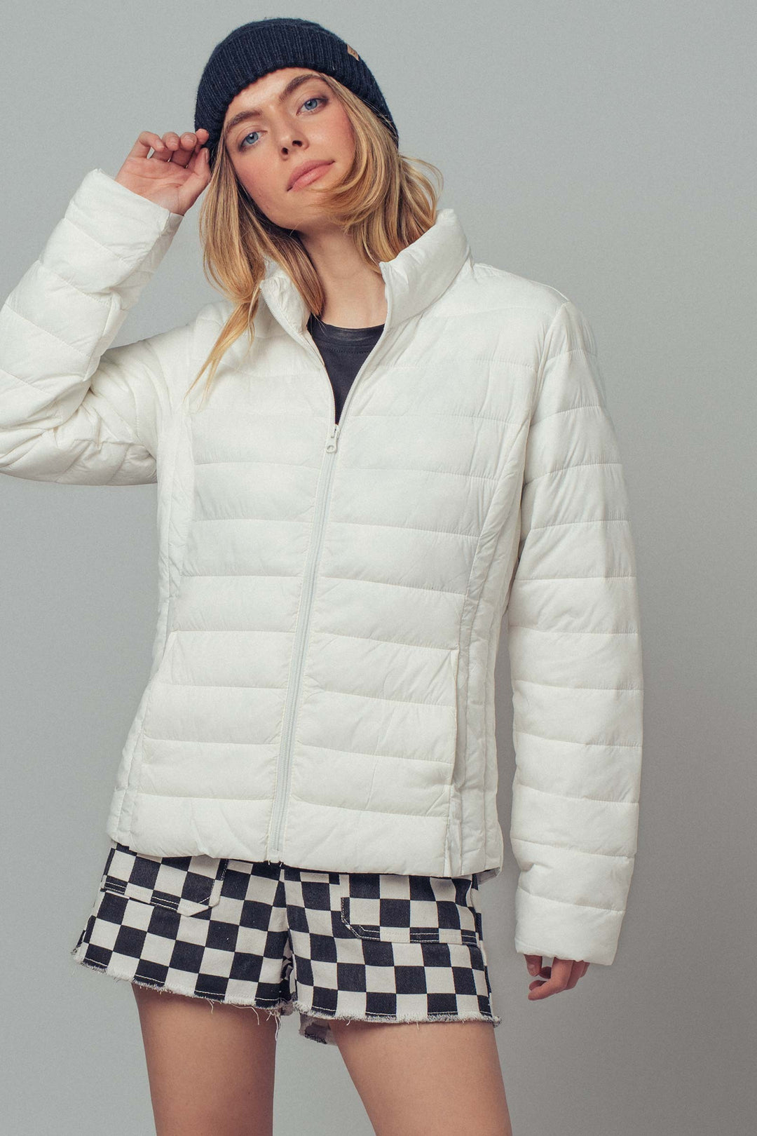 lightweight quilted puffer jacket - white (additional view)