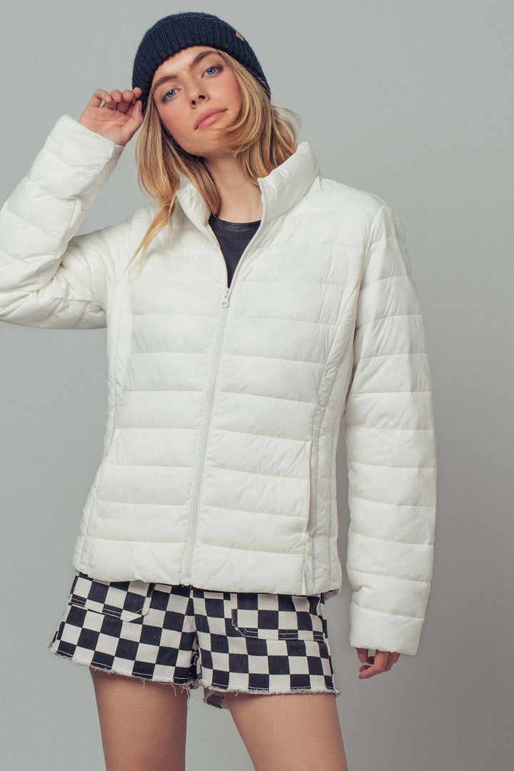 lightweight quilted puffer jacket - white (additional view)