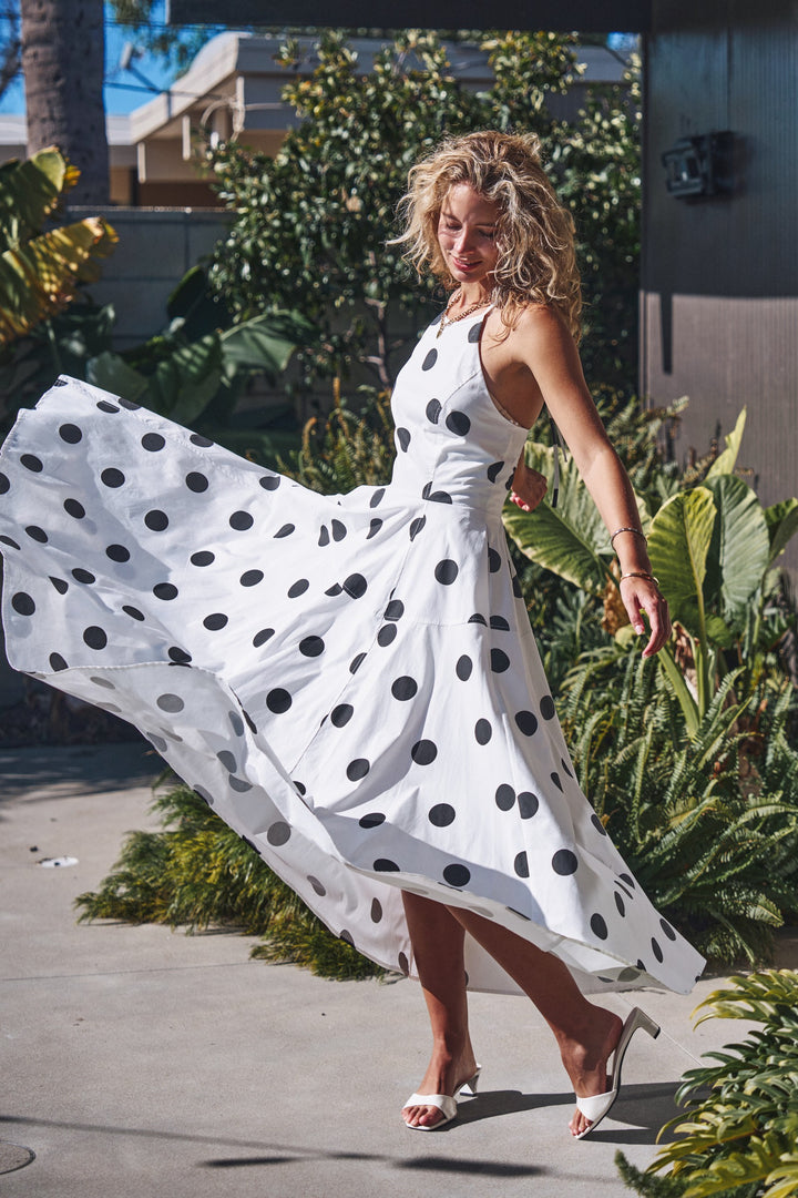 polka dot halter maxi dress - white black (additional view)